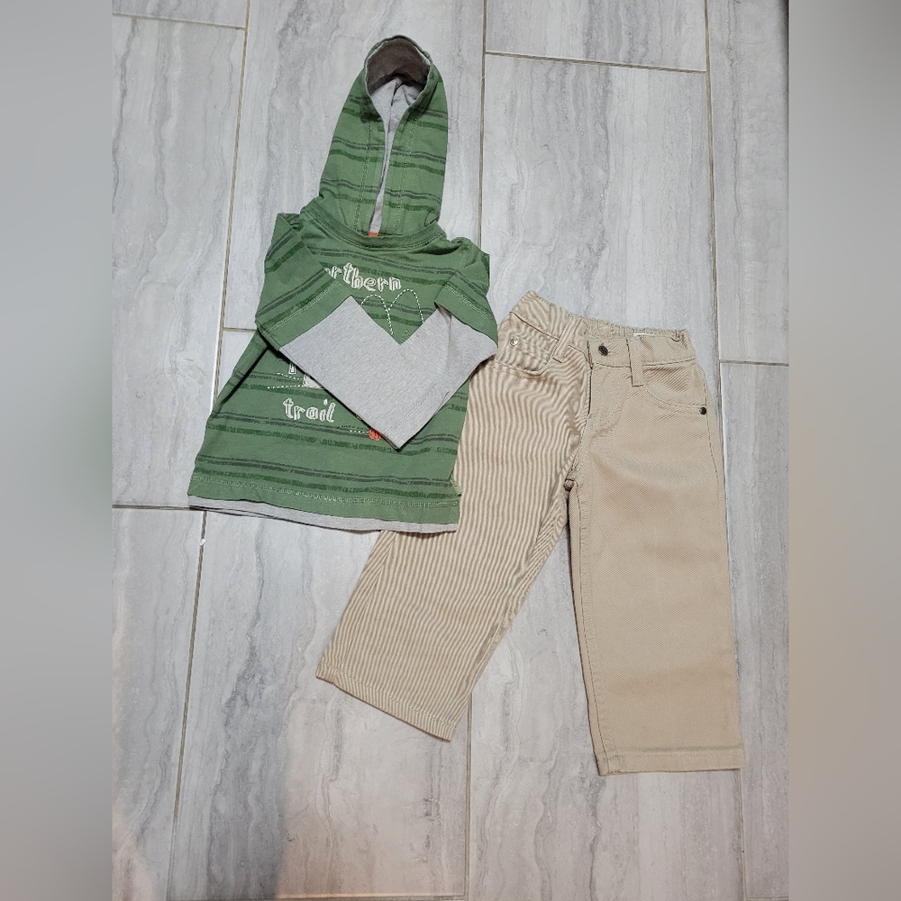 Wrangler Toddler's Tan Pants 2-Y & Pumpkin Patch Graphic Shirt Size 24 Mths